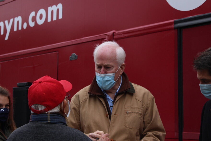 U.S. Senator John Cornyn (R) at a campaign stop in Plano on Thursday.