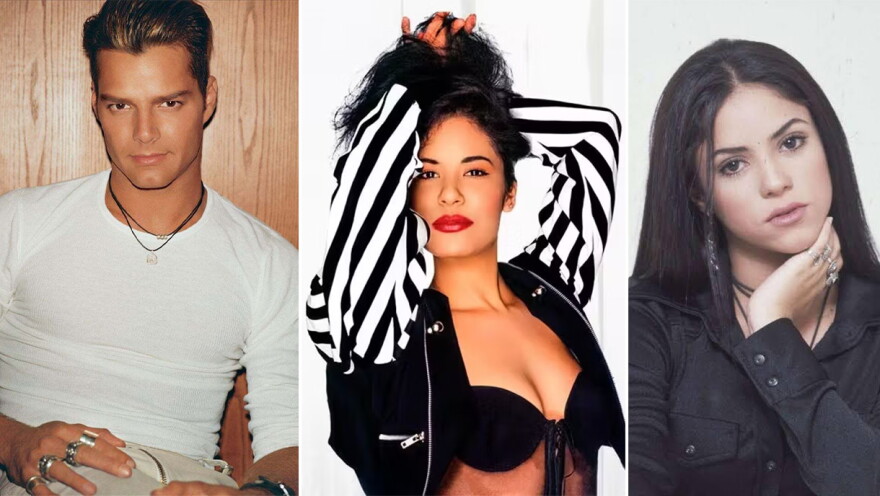 (From left) Ricky Martin, Selena and Shakira.