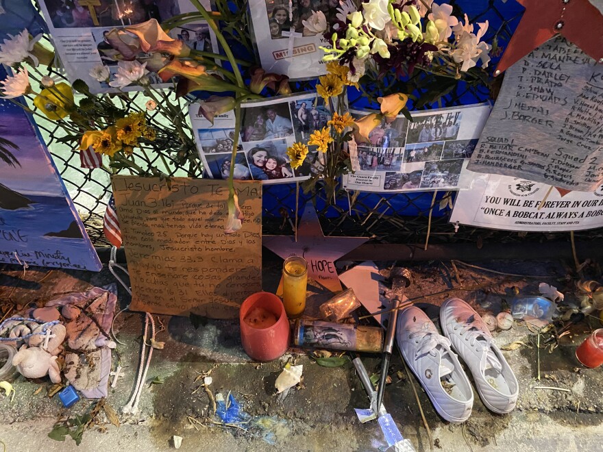 Soon after the collapse of the Champlain Towers South building in Surfside on June 24, 2021, people have filled a makeshift memorial with items that will be preserved by HistoryMiami until they find a permanent home.