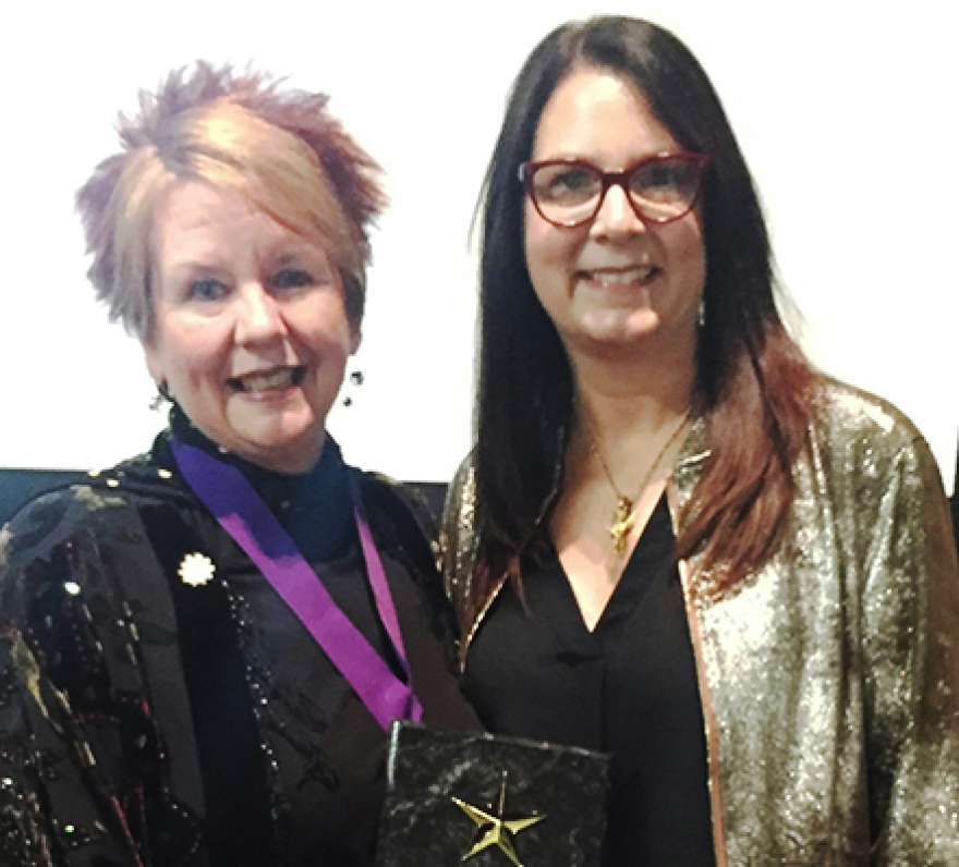 Ohio Arts Council Executive Director Donna Collins (left) with OAC Board Member Susan Allan Block, at an OAC awards ceremony in 2017.