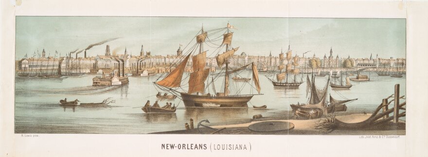 A lithograph of New Orleans, by the artist Henry Lewis and the lithographer Arnz and Co., is among the more than 180,000 public domain items now available for high-resolution download from the New York Public Library.