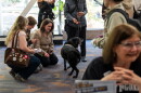 Students interact with service dogs near the voter registration tables at Portland State University on Oct. 6, 2026.