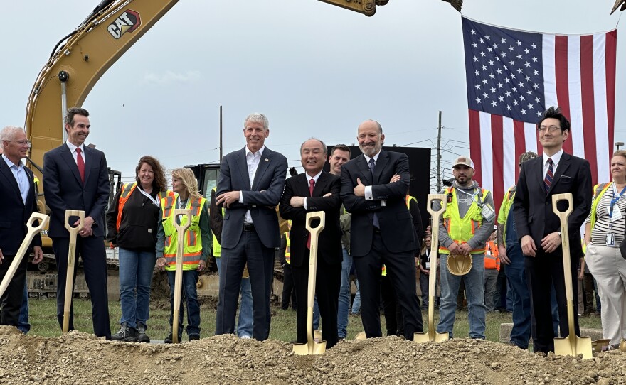 U.S. Secretary of Energy Chris Wright, SoftBank CEO Masayoshi Son and U.S. Secretary of Commerce Howard Lutnick.