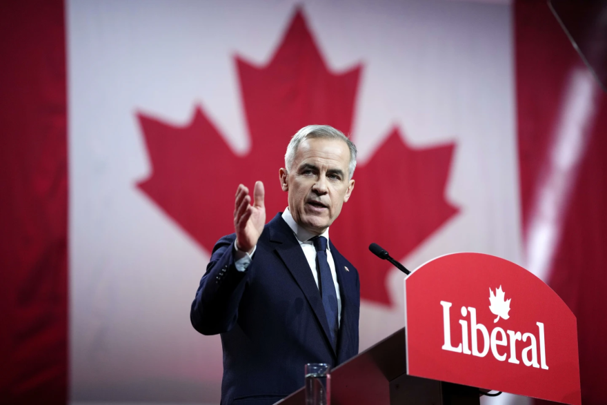 Mark Carney, Leader of the Liberal Party of Canada, speaks after being announced the winner of the Liberal Leadership Event in Ottawa, Ontario, Sunday, March 9, 2025.