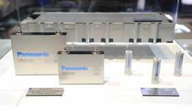 Examples of the new Panasonic lithium-ion batteries for vehicle applications at The 2013 International CES, on Tuesday, January 8, 2013, Las Vegas, NV displayed in the Panasonic Booth.