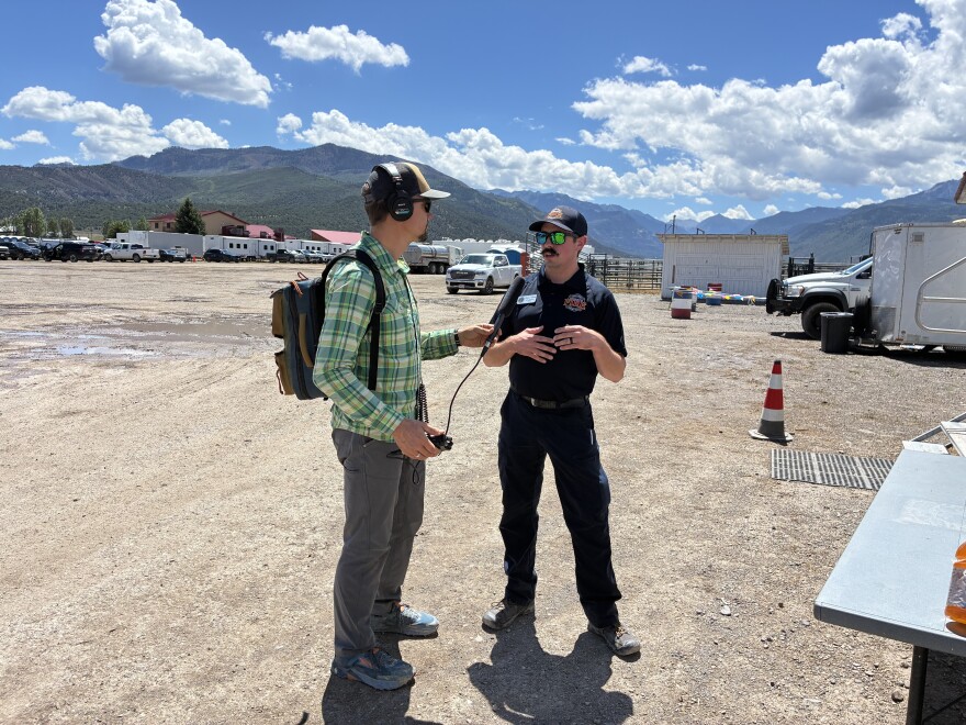 KVNF's Brody Wilson interviews Gold Mountain Fire Public Information Officer Matthew Galati at the Incident Command Post