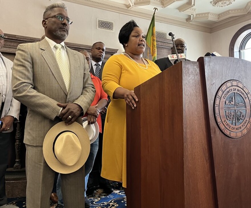 Monroe County Legislature President Sabrina LaMar, right, announced in July that she would refer Buffalo-based criminal defense lawyer Robert Fogg, left, to legislators as the next county public defender.