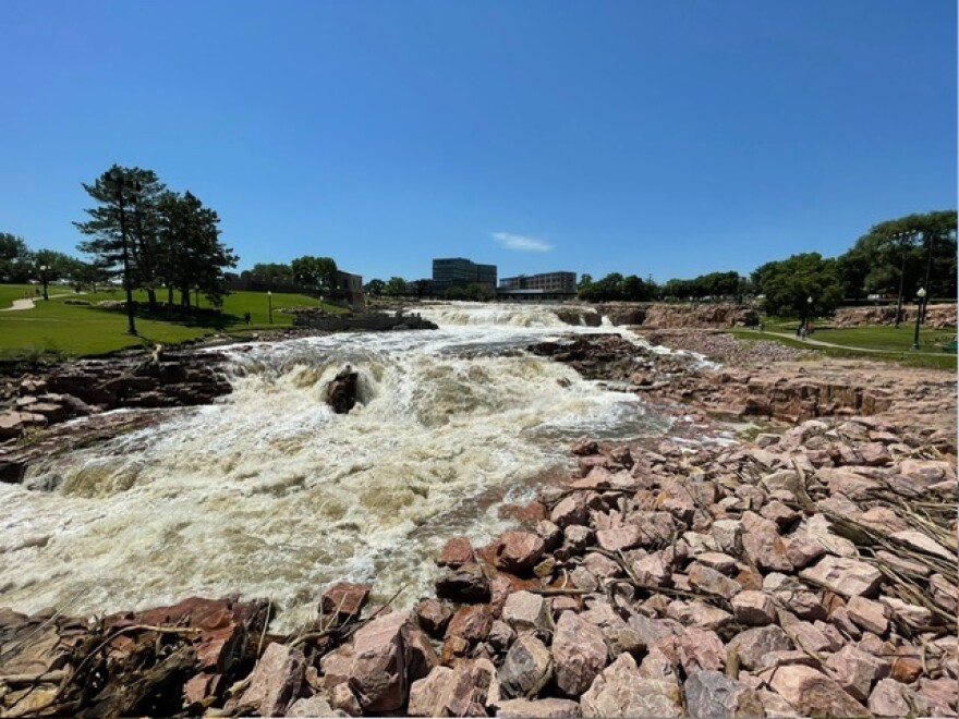 River levels at Falls Park in Sioux Falls remained elevated Monday, June 24.