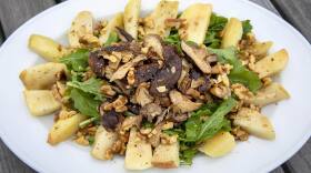 Roasted Apple and Mushroom Salad on Arugula (Robin Lubbock/WBUR)