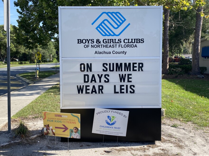 A sign outside the Boys and Girls Club of Northeast Florida on Northwest 51st Street in Gainesville.