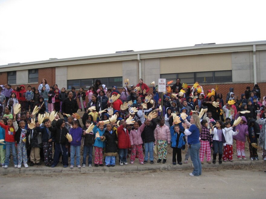 Crowd of students at Eastern Hills Elementary
