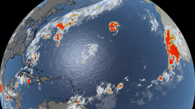 Satellite image across the Atlantic basin on Friday, September 25, 2026.