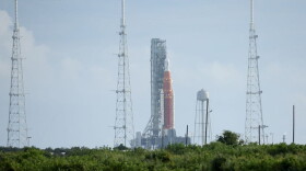 NASA’s Artemis I rocket sits on launch pad 39-B at Kennedy Space Center on August 29, 2022 in Cape Canaveral, Florida. (Joe Raedle/Getty Images)