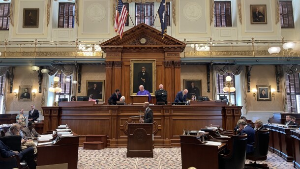 S.C. Sen. Ronnie Sabb, D-Williamsburg, speaks on an amendment dealing with mobile panic alert systems in schools during a debate over the Senate's version of the $15 billion state general fund budget on Thursday, April 23, 2026.
