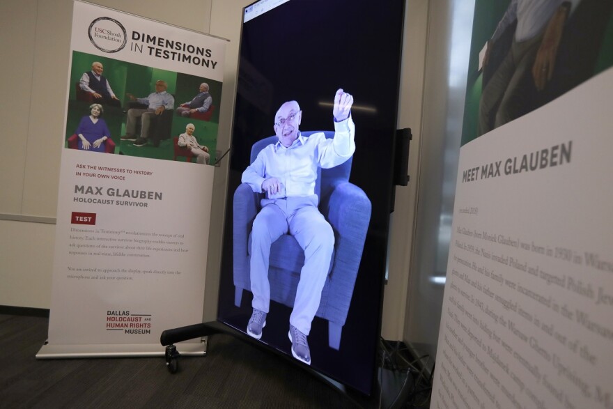 An image of Max Glauben from an interactive exhibit at the Dallas Holocaust and Human Rights Museum.