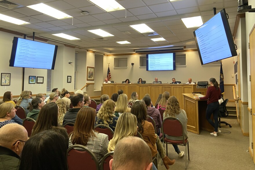 Around 80 community members fill the Wasatch Education Center in Heber City to share their concerns on the Wasatch County School District's boundary proposal on Tuesday, Oct. 28, 2025.