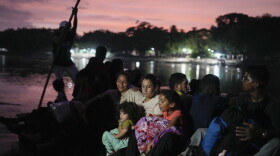 Severe shortages and one of the world’s highest inflation rates have helped drive nearly 8 million Venezuelans from the petrostate of 28 million people, including Venezuelan migrant Lisbeth Contreras, who hugs her children as she crosses the Suchiate River on the border between Guatemala and Mexico, on Oct. 26, 2024.