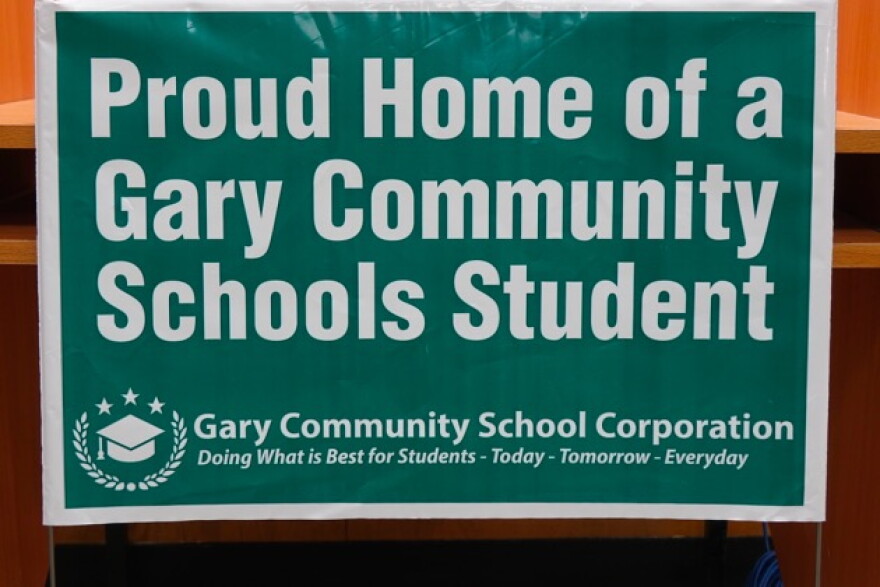 A sign for the Gary Community School Corporation in 2017.