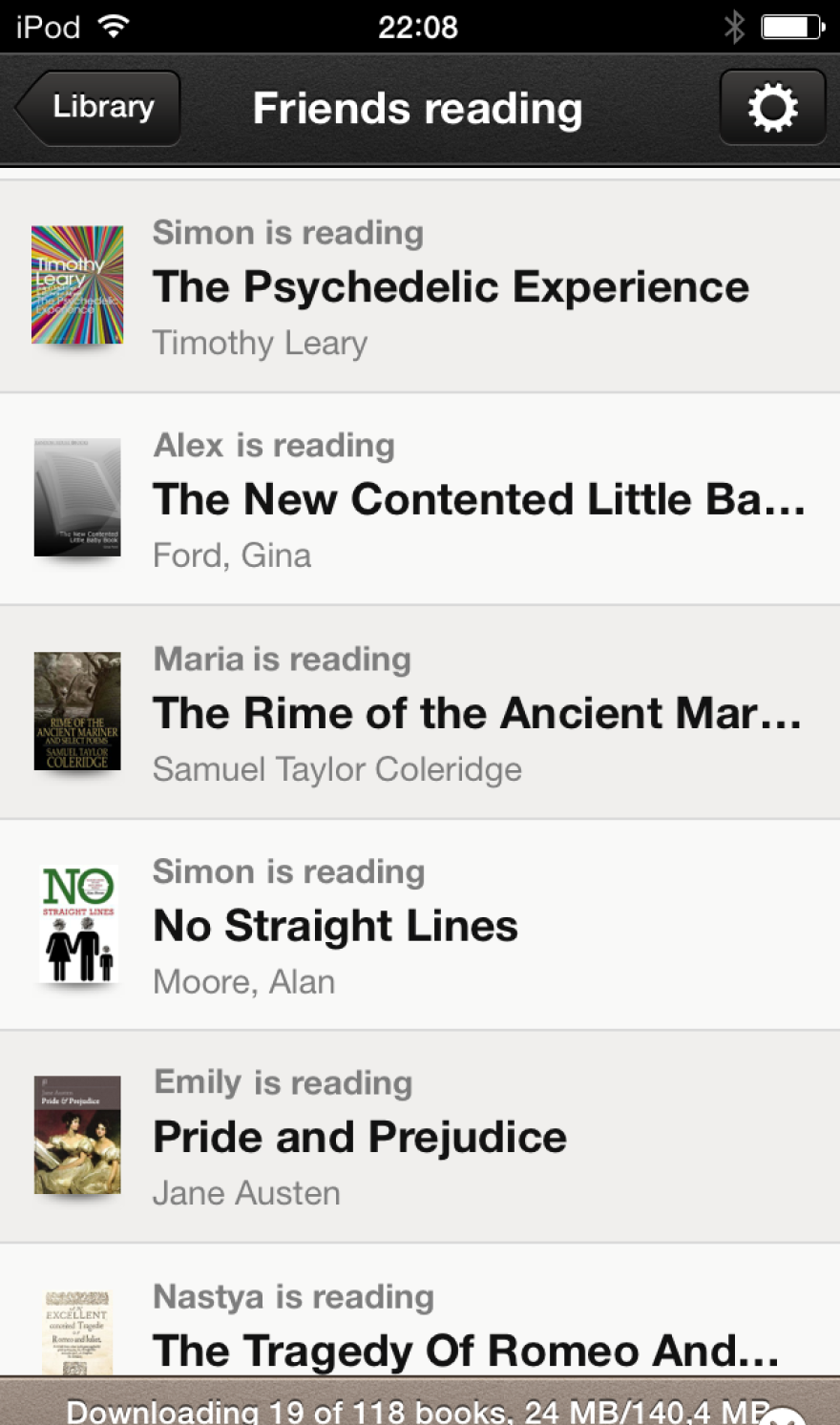 A screenshot of the Bookmate iPhone app