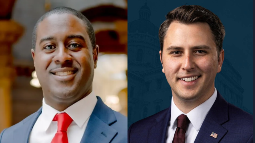 Indiana House District 90 candidates from left to right: Democrat David Boyd and incumbent Republican Andrew Ireland.