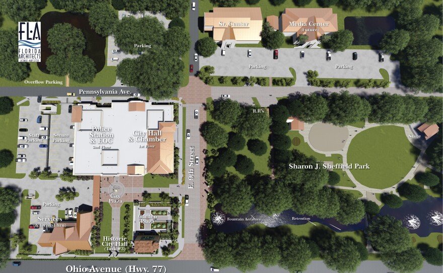 An aerial view of how the city's municipal complex could look.