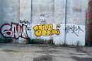 Graffiti pictured on a building near the corner of Wayne Avenue and Jones Street. The city of Dayton has been encouraging people to report graffiti so it can be removed.