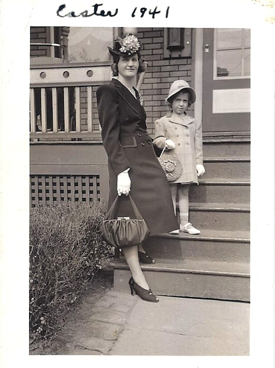 Grace Belford, pictured here at Easter in 1941 with Patricia, Diana Abu-Jaber's mother.