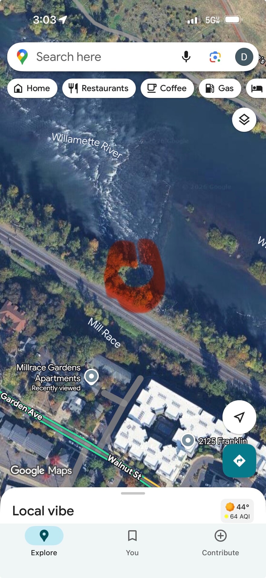 The rescue happened near Garden Avenue in Eugene.