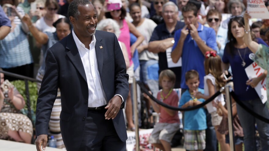 "In 2012, 30 million evangelicals did not vote," Ben Carson told supporters at a rally in Little Rock, Ark. "Let us fight to make it one nation under God, indivisible, with liberty and justice for all."