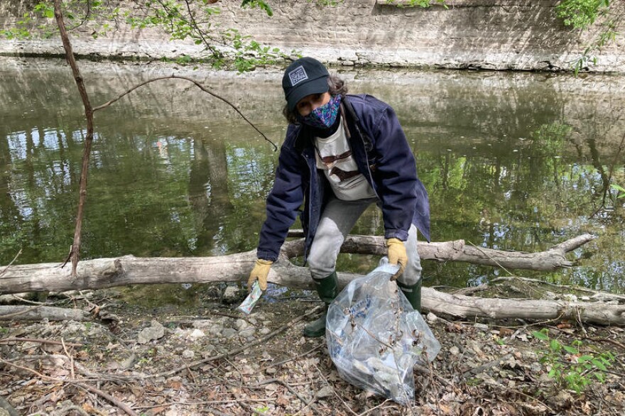 Debra Shore at a river clean up event put on by Friends of the Chicago River.