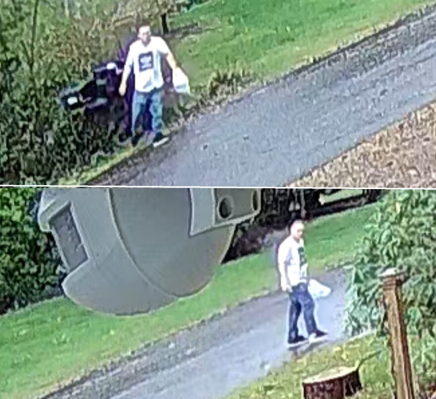 In these images taken over the last month, a man steals a package from a row of mailboxes in the Florence, OR area.