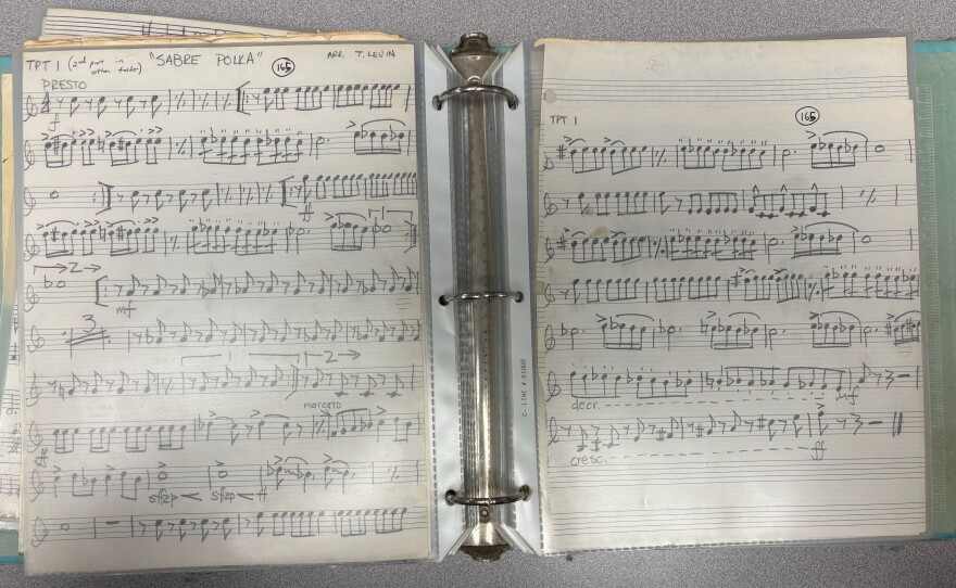 Hand written musical notation of the "Sabre Polka" — most likely written by an Interlochen camper or counselor.
