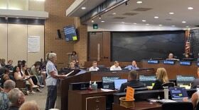 Residents take turns on the mic at the Chico City Council meeting in Chico, Calif. on Aug. 18, 2026.