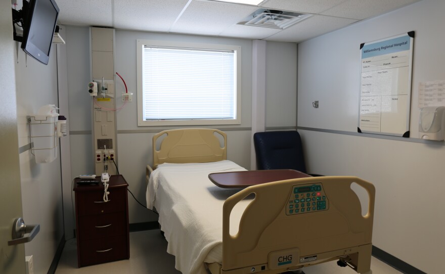 Inside the temporary hospital functions just as the original brick-and-mortar buidling did, with 22 beds available for patient care.