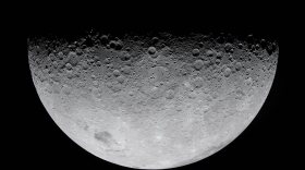 In this image provided by NASA, the Artemis II crew photographed the Moon's crater on Monday, April 6, 2026. (NASA via AP)
