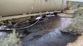 Fluids and sludge are shown leaking from an out-of-service oil tank leased by 25 Hill Properties that was removed from service in 2019 during a CalGEM inspection on Feb. 5, 2026.