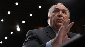 Interim President of Michigan State University and former Michigan Gov. John Engler testifies on Capitol Hill in July 2018. Engler submitted a letter of resignation on Wednesday.