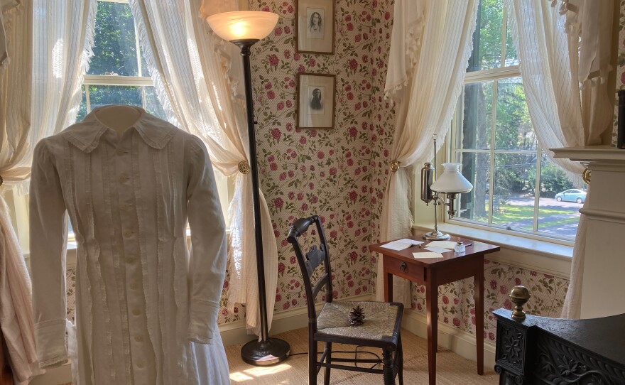 A room inside the Emily Dickinson Museum in Amherst, Massachusetts, where Dickinson wrote poems and letters. As part of the Studio Sessions program, people have paid $300 an hour to write, make art, or — in one case — propose marriage in this room.