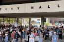Hundreds of people march in protest of Immigration and Customs Enforcements activity in Springfield.