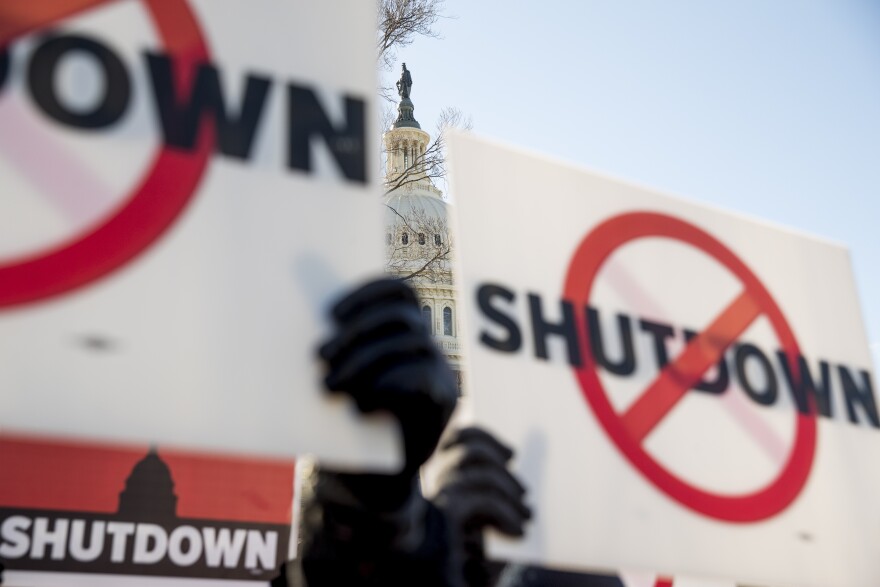 Shutdown protest signs in Washington, D.C.