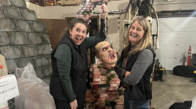 "Hometown, Alaska" host Kim Sherry and Anchorage Parks and Recreation's Cathy Janigo pose behind the scenes ahead of the Haunted and Enchanted Trails event happening October 16 and 17.