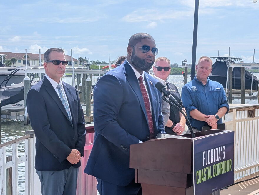 Florida GOP gubernatorial candidate Byron Donalds speaking at Caddy’s in Indian Shores on Oct. 5, 2026.