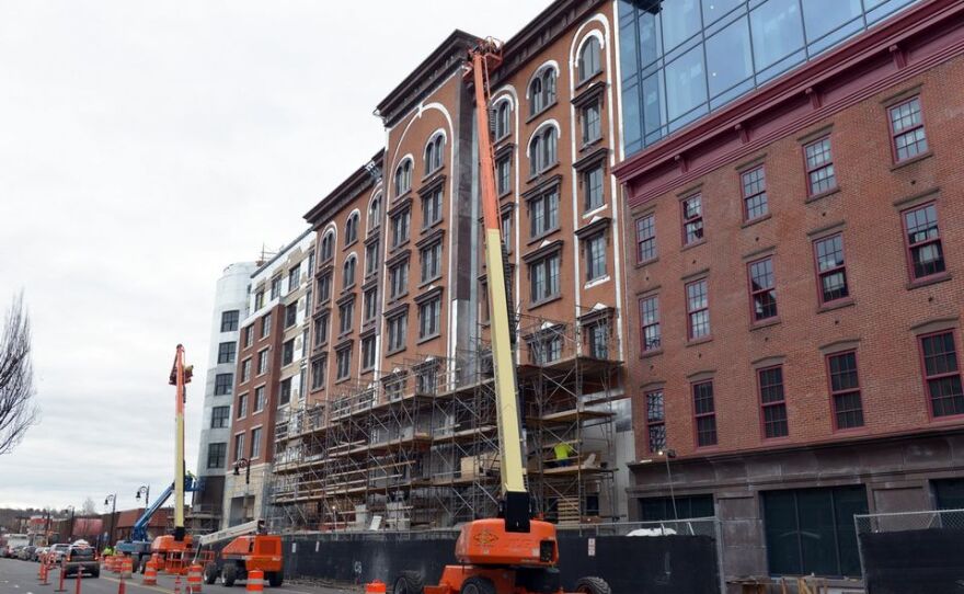 Progress continues on the MGM Springfield casino project as they look to the grand opening in five months. This is the view along Main Street looking south. 