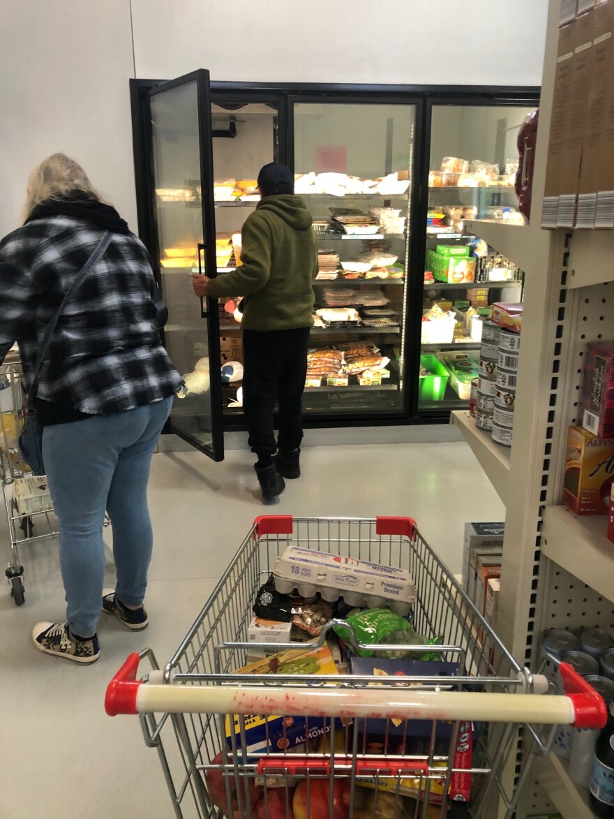 People get food at Manna, the Conjo Valley's food bank.