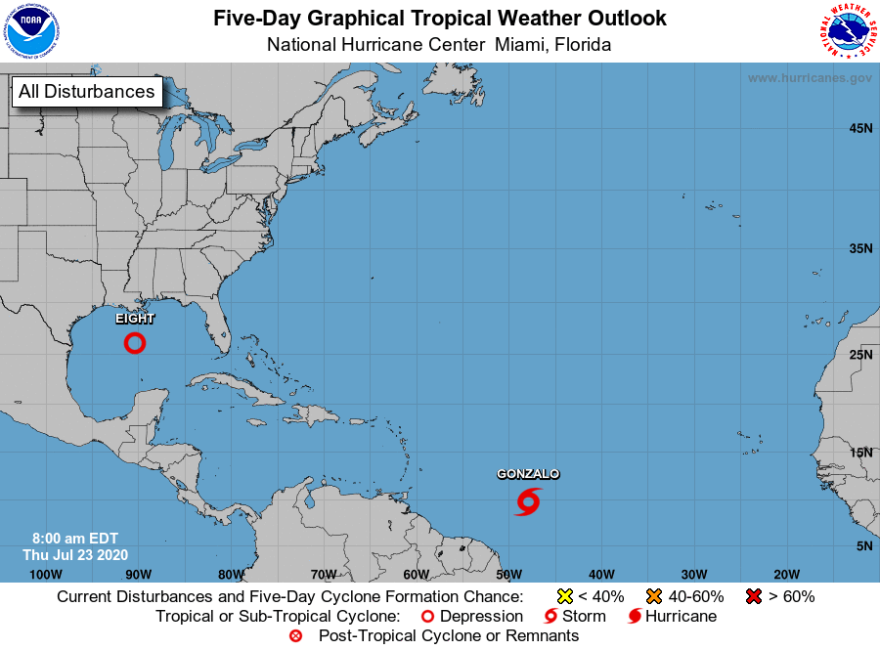 Though headed toward the Texas coast, Tropical Depression Eight is expected to bring rain, storms, and gusty winds to Louisiana through the weekend.