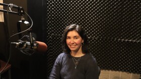Dr. Amanda Dzimianski, Athens' new Poet Laureate, at the WUGA studios.