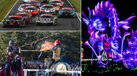 (Clockwise from top left) The Ferrari Challenge at Road America, China Lights at the Boerner Botanical Gardens and the Old Falls Renaissance Faire.