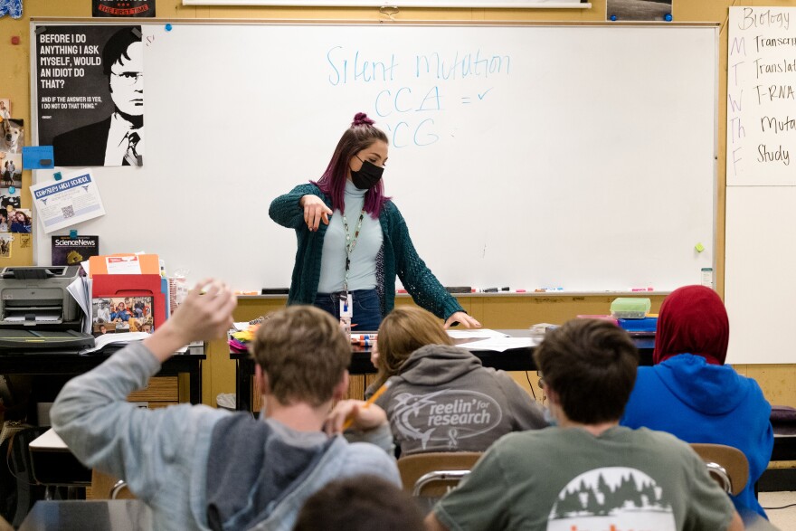 The pandemic has forced schools to come up with new solutions. Sierra Hannipole teaches biology and astronomy at Grimsley High school in Greensboro, North Carolina.