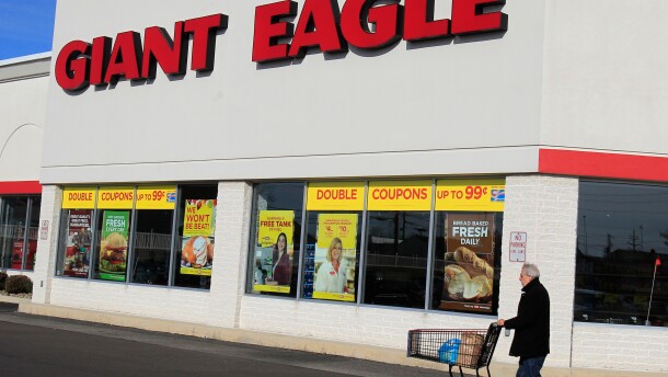 A man walks out of the Giant Eagle grocery store Thursday, Nov. 17, 2011, in Mayfield Heights, Ohio.