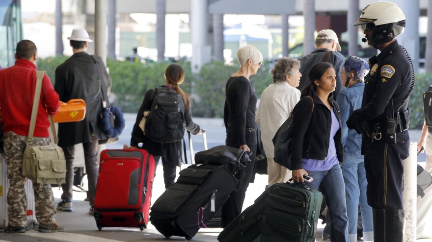 Police at Los Angeles International Airport stepped up patrols this week after two dry ice explosions. There have since been two arrests.